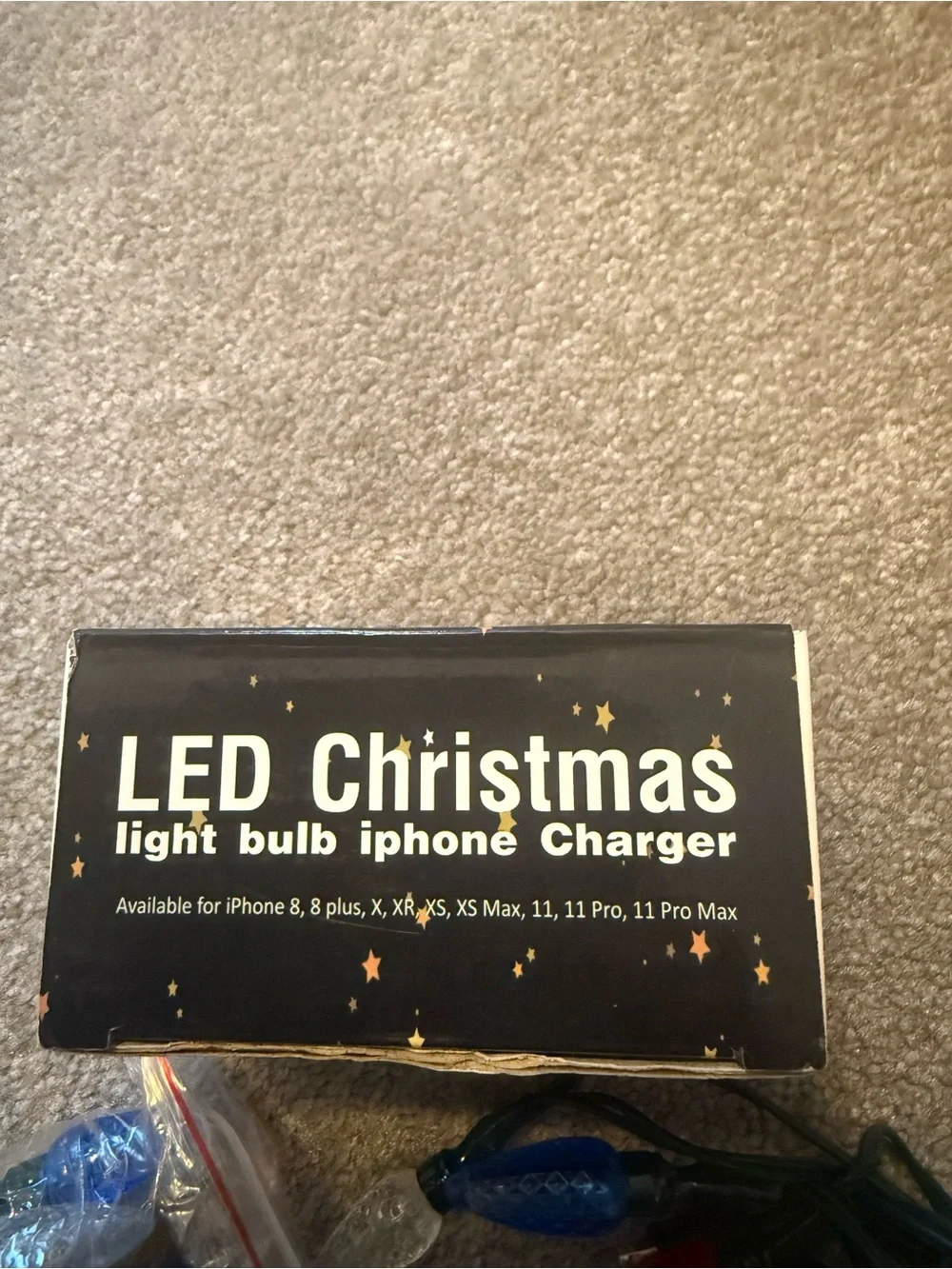 LED Christmas Light Bulb iPhone Charger String - Multicolor lightning  type